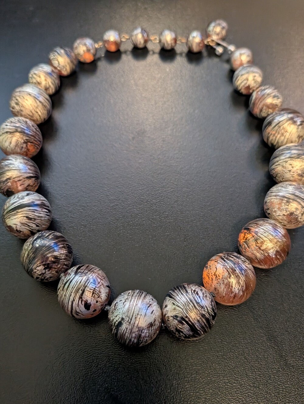 Vintage Marvella Art Glass Bead Necklace